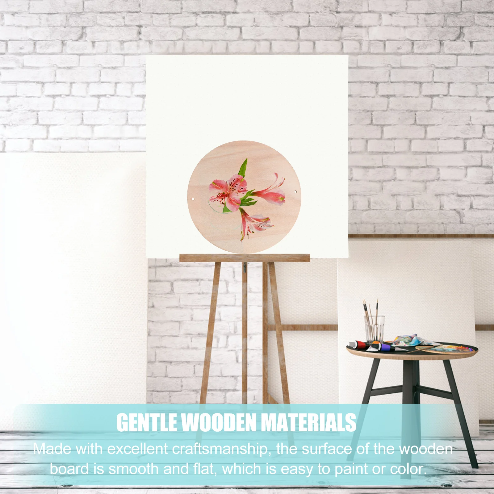 4 قطعة لوحات دوائر فارغة خشبية طبيعية قطع خشبية غير مكتملة دهان داي حرفية رسم بلاط قطعة خشبية غير مكتملة