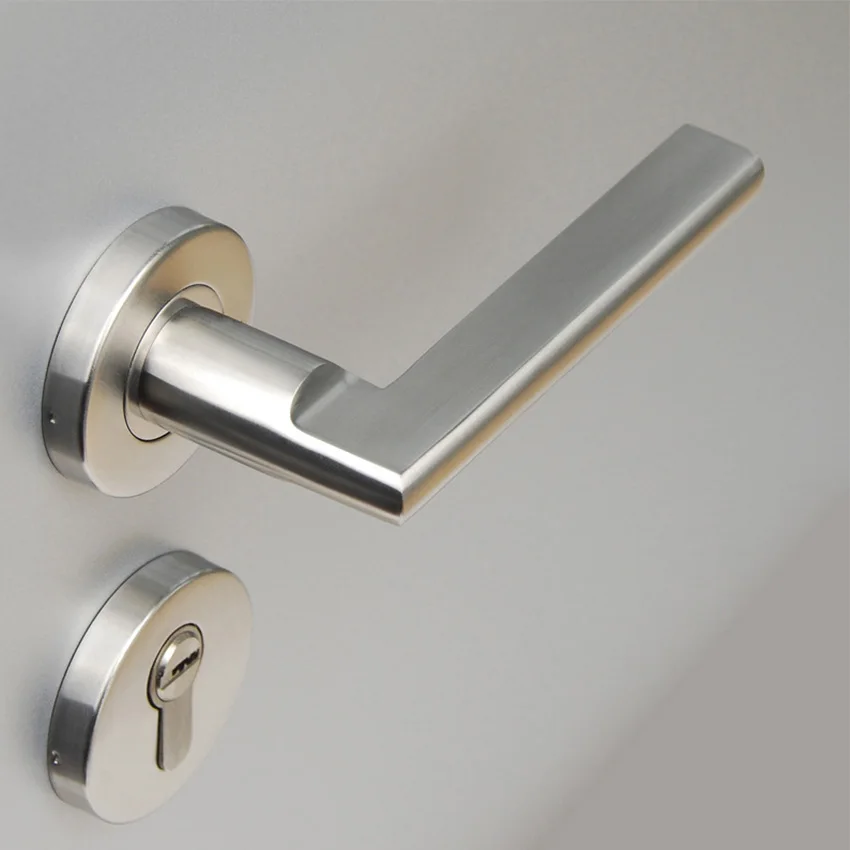 

Your logo Custom Satin Stainless Steel Solid Bedroom Modern Door Handles