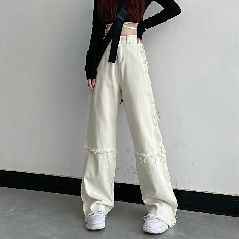 

Baggy Jeans For Women High Waist Loose Wide Leg Femme Trousers Casual Comfort Denim Pants Korean Streetwear White Jean Pants