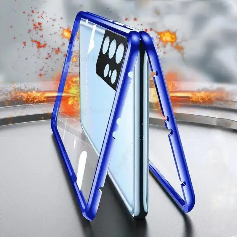 Tempered Glass Phone Case For Samsung S22 Ultra 5G 360 Double Sided Magnetic Film Protector Flip Cover For Samsung S21 S22 Plus