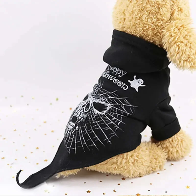 

Thicken Fleece Halloween Hoodies Puppy Kitten Clothes Dog Cat Costume Black Skull Sweater Winter Warm Pet Clothing Bh TQQ 415
