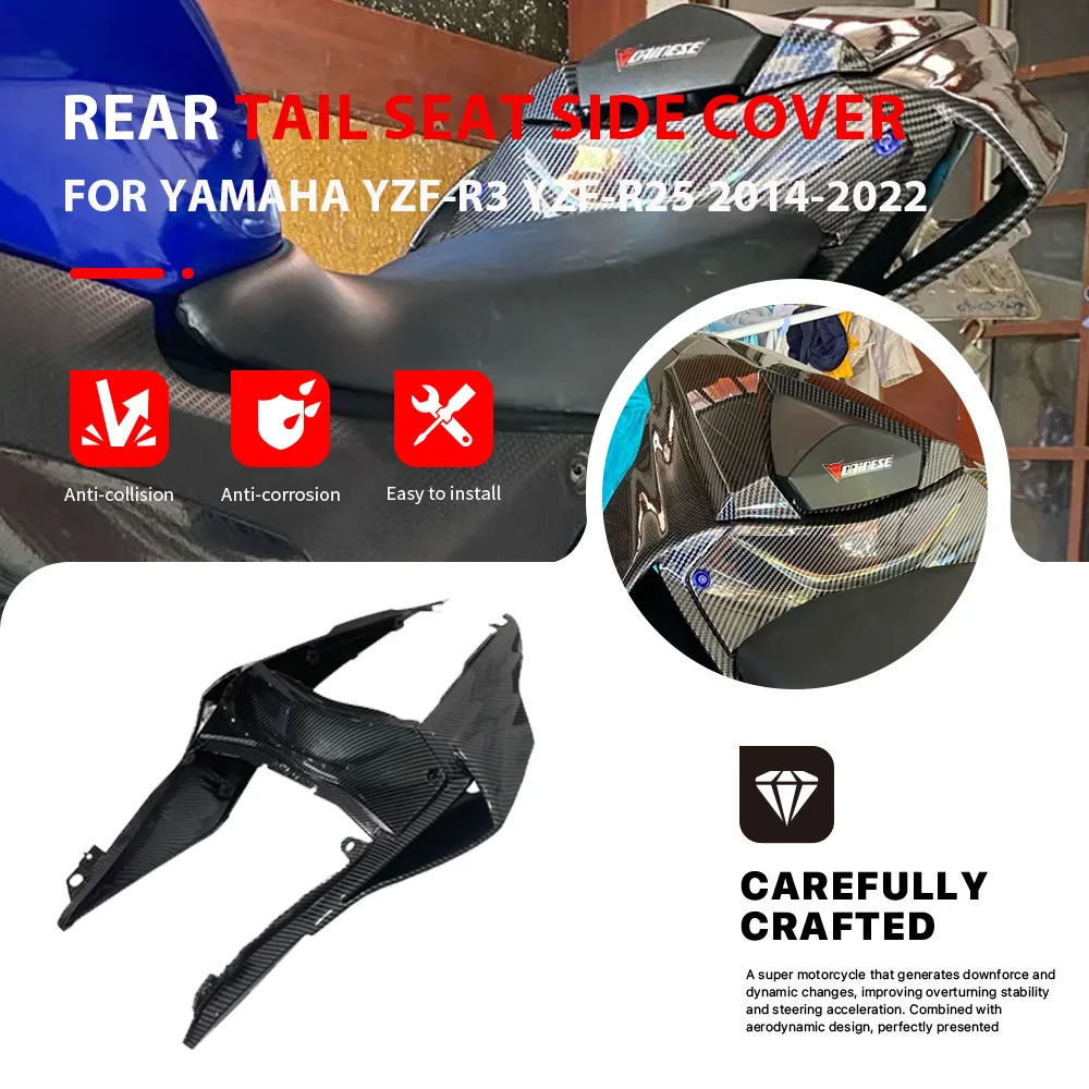 

Motorcycle Rear fairing Rear Tail Seat Side Cover Spoiler For YAMAHA YZF-R3 YZF-R25 YZFR3 YZFR25 2014-2022 ABS Rear seat cover