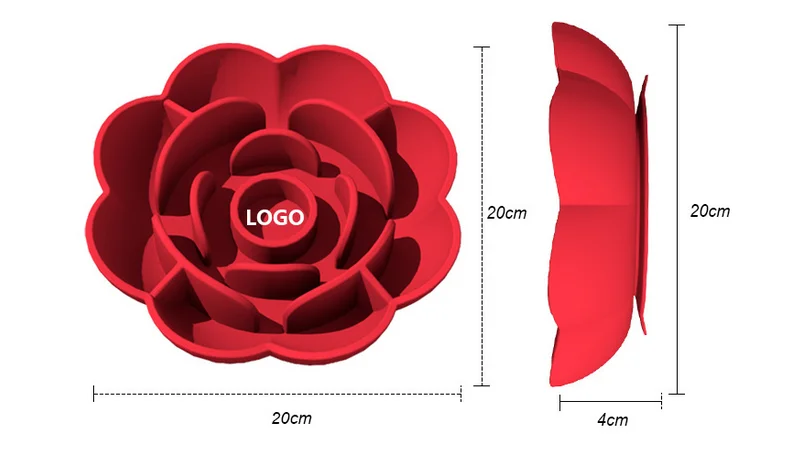 Cuenco de silicona para comida lenta, recipiente con forma de rosa para perro y gato, antiasfixia y antigolpes, con ventosa, suministros para mascotas