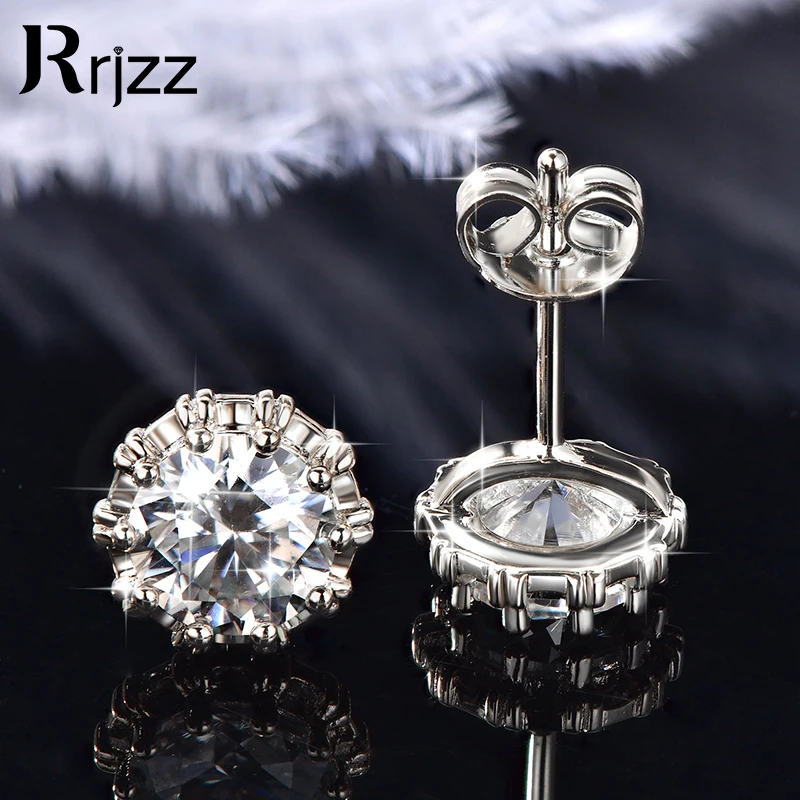 

Rrjzz 1CT Moissanite Stud Ear for Women Men Silver Gold Plated Hypoallergenic D Color Round Cut Lab Created Diamond Earrings