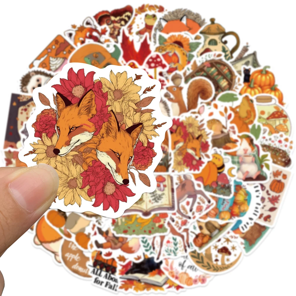 50 قطعة ملصق الخريف الرومانسي الكرتون مابل ليف الحيوانات صائق DIY بها بنفسك دفتر مجلة حقيبة الكمبيوتر المحمول الثلاجة ملصقات الزخرفية