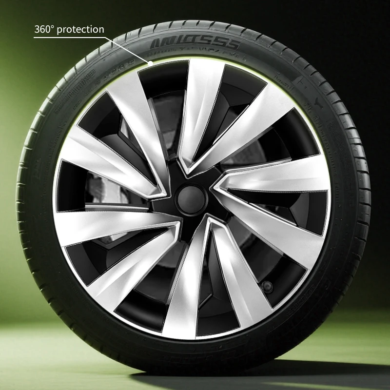 2025-2026년형 New Model Y Juniper용 19인치 터빈 스타일 허브캡 4개 세트, 테슬라 림 커버 액세서리, 자동차 휠 캡. 썸네일 4