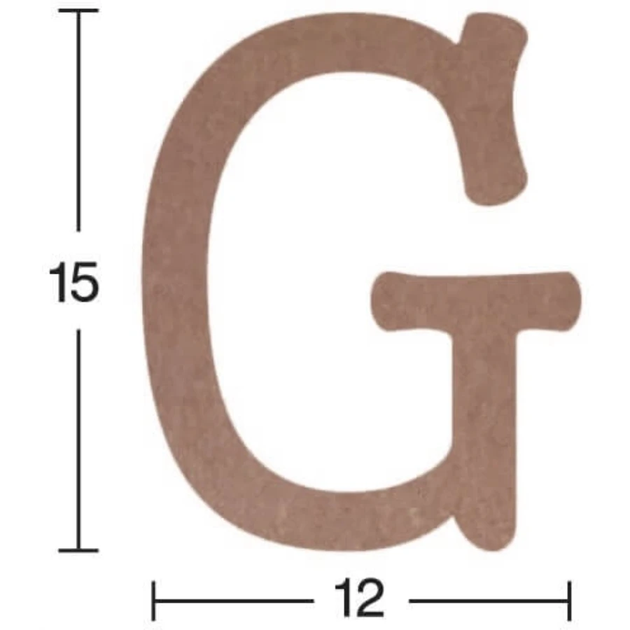 H08 Letter G Trinket, 18mm Mdf Unpainted Figurative Wood Object