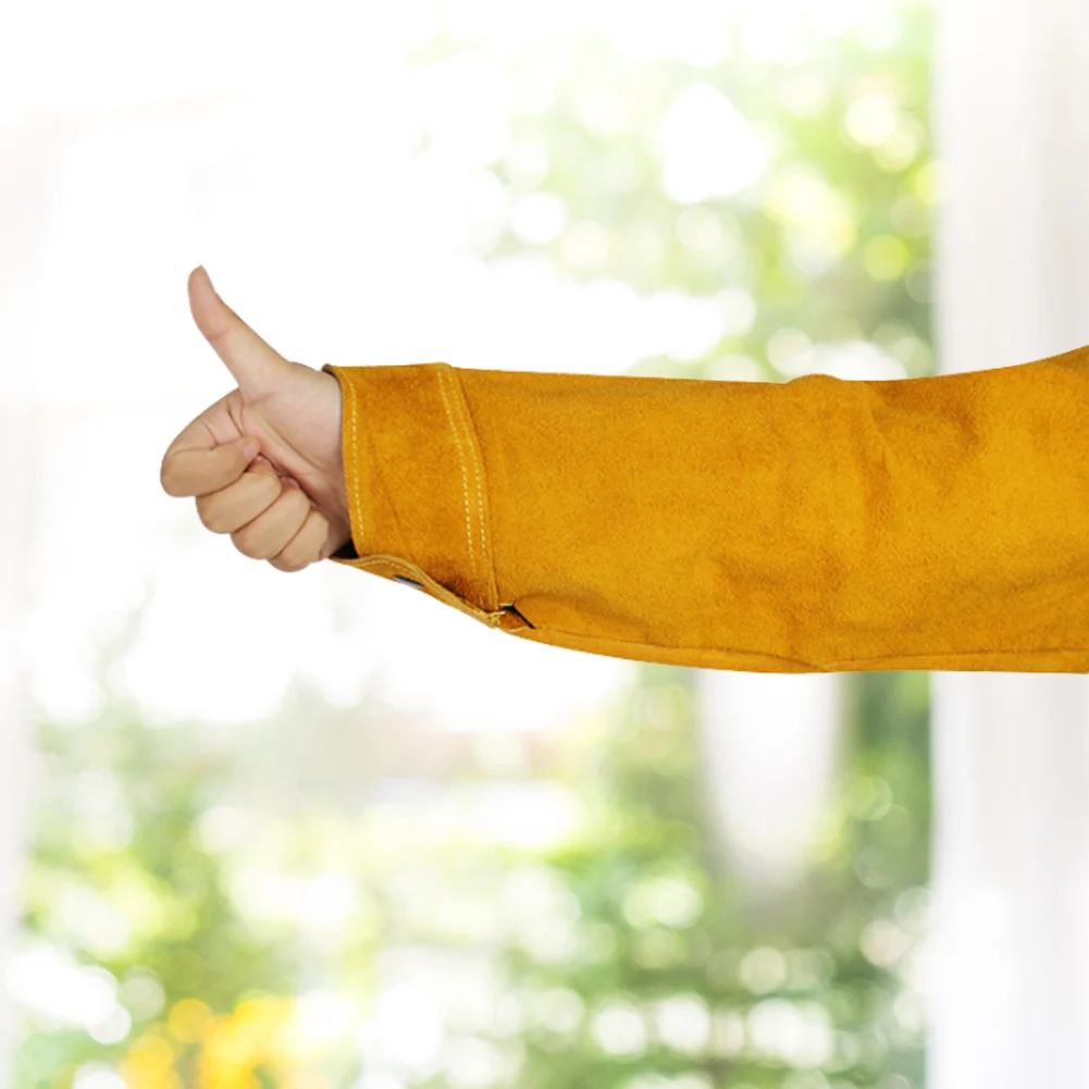 Leather Welding Arm Sleeves Heat & Flame Resistant Cowhide Welding Work Sleeves Breathable Welding Arm Protector for Men Women
