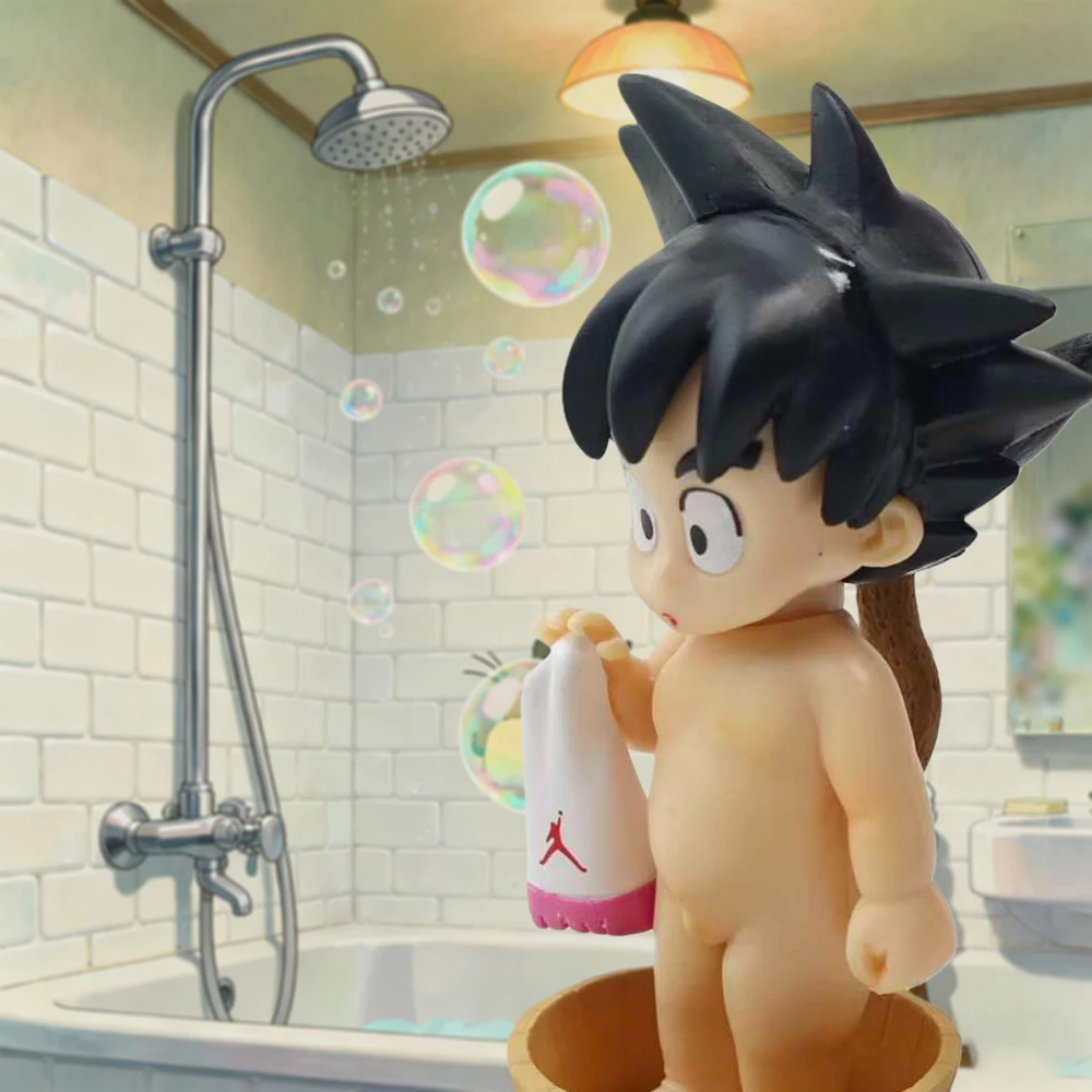 ตุ๊กตาฟิกเกอร์อนิเมะดราก้อนบอล ตัวละครวูคง น่ารัก สไตล์ Q รุ่นอาบน้ำ/นอนหลับ วัสดุ PVC ของเล่นสะสม