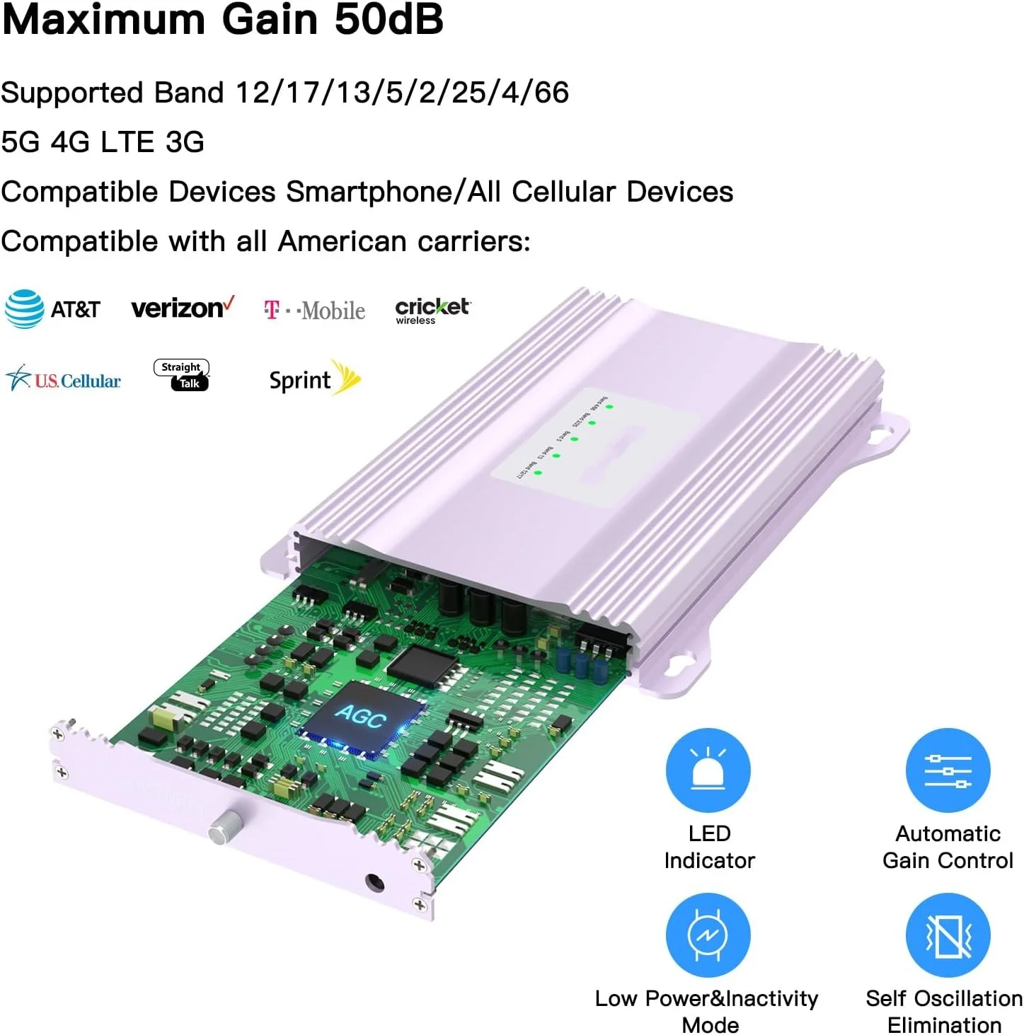 Amplificador de teléfono móvil para RV, coche y camión, 5G, 4G, LTE, GSM Band 2, 4, 5, 12, 13, 17, 25, 66, China