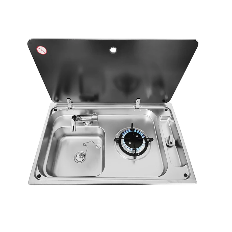 Multifunctional Folding with Sink Kitchen Gas Stove Sink Two-in-one RV Hidden Single-head Stove