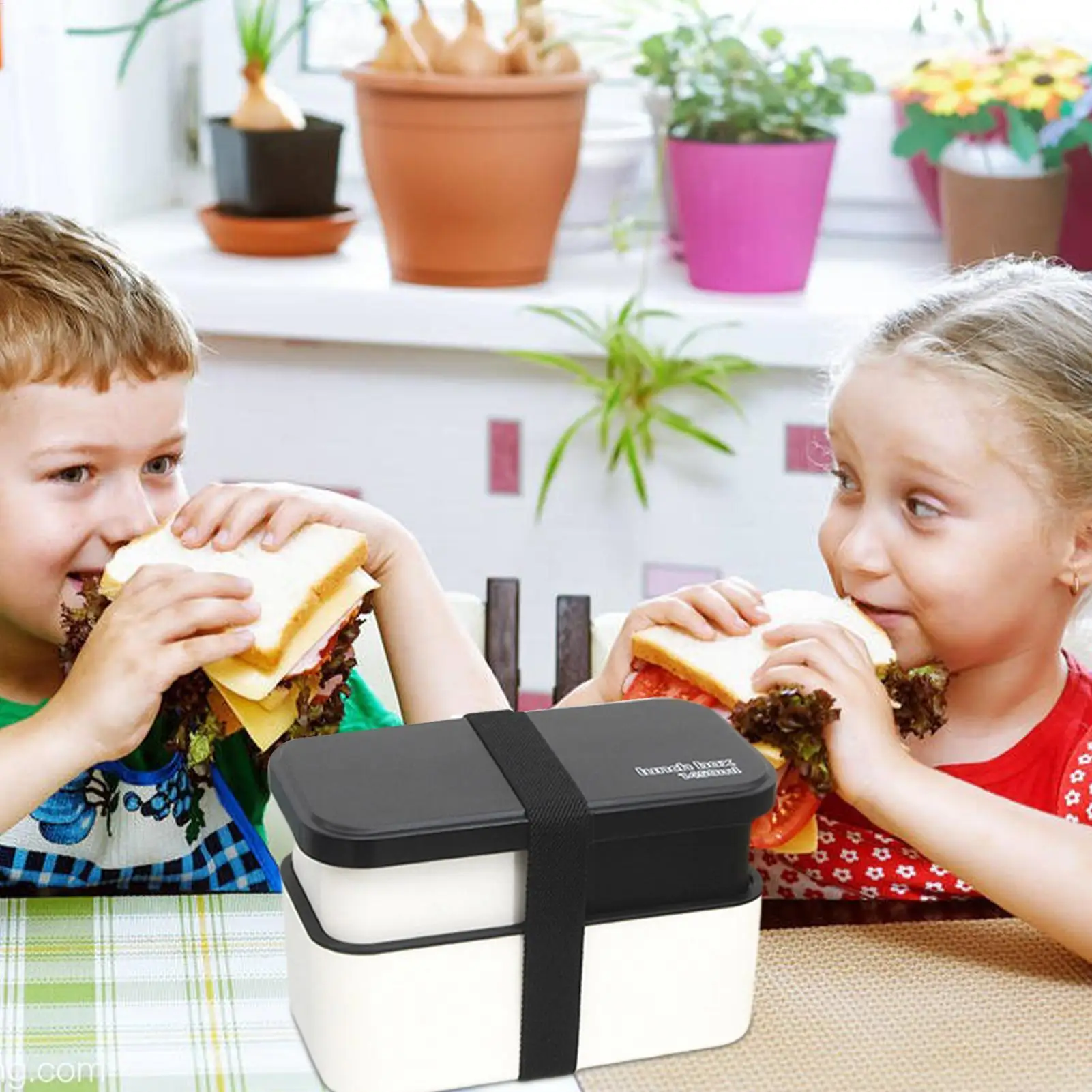 

Ланч-бокс для взрослых, 1450 мл, герметичная штабелируемая чаша, 2-уровневый контейнер для еды со съемным набором посуды и уплотнительным ремнем для работы