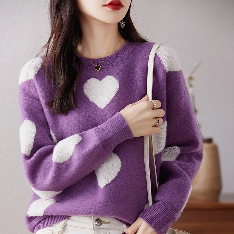 

2023 Autumn Winter New Women Sweater Cashmere Sweater O-Neck Knitted Pullover Korean Fashion Soft Female Top