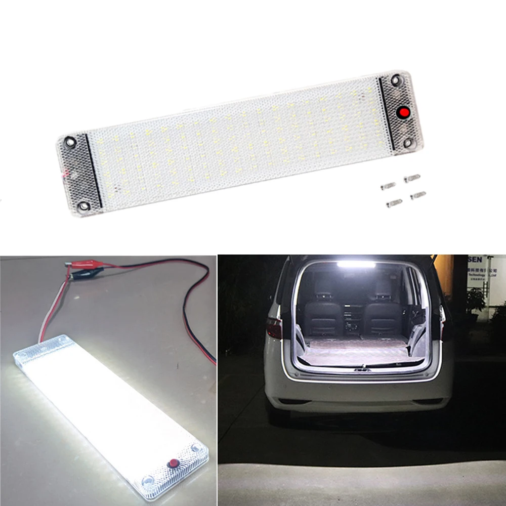 

12V 24V 72 LED Bar Car Interior Light Lamp Strip Light Bar On/Off Switch for Van Lorry Truck Camper Caravan Camping Boat