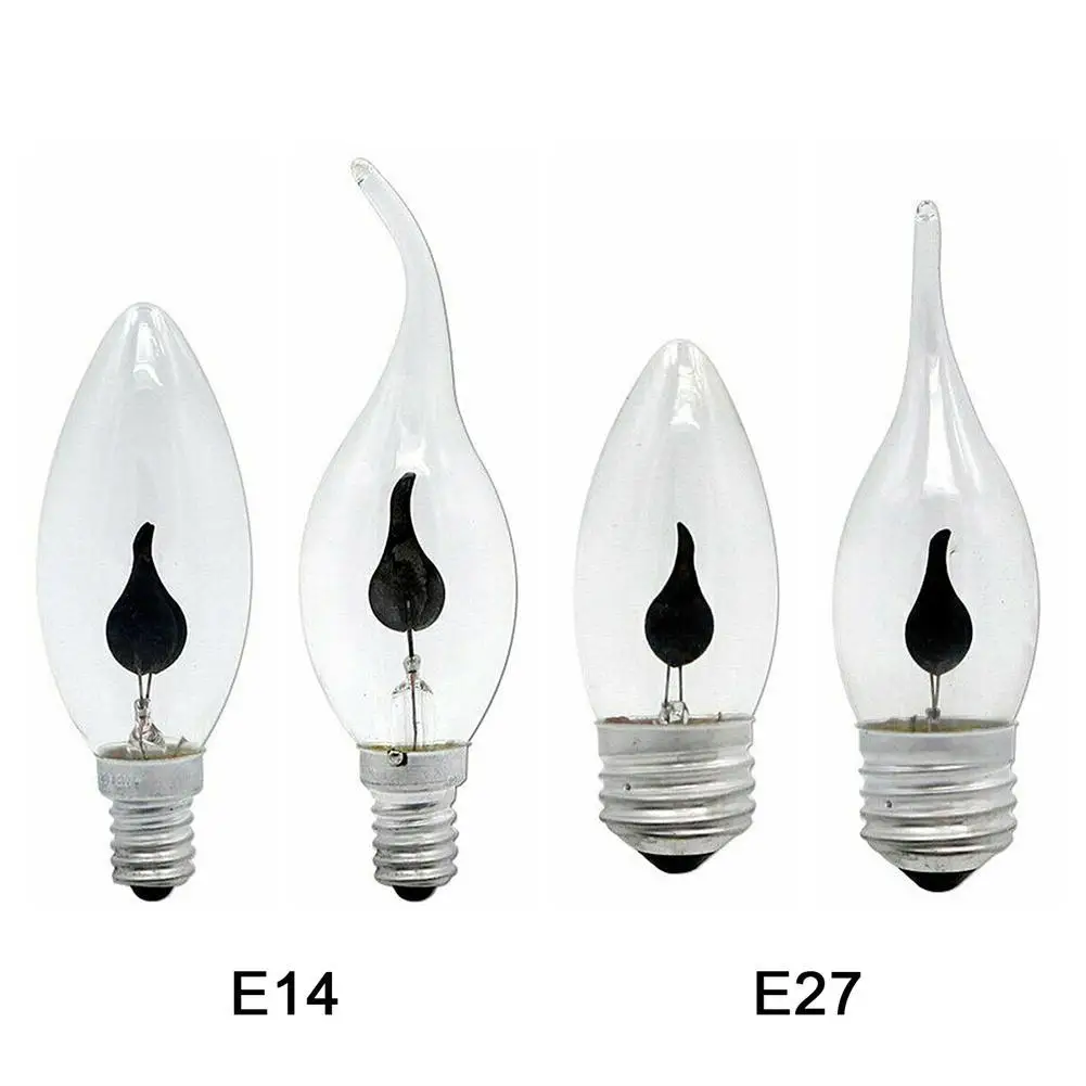 LED Candle Light Bulb Flicker Flame E14 E27 Edison Emulation Fire Lighting Vintage 3W AC220V Tail Retro Decor Energy Saving Lamp