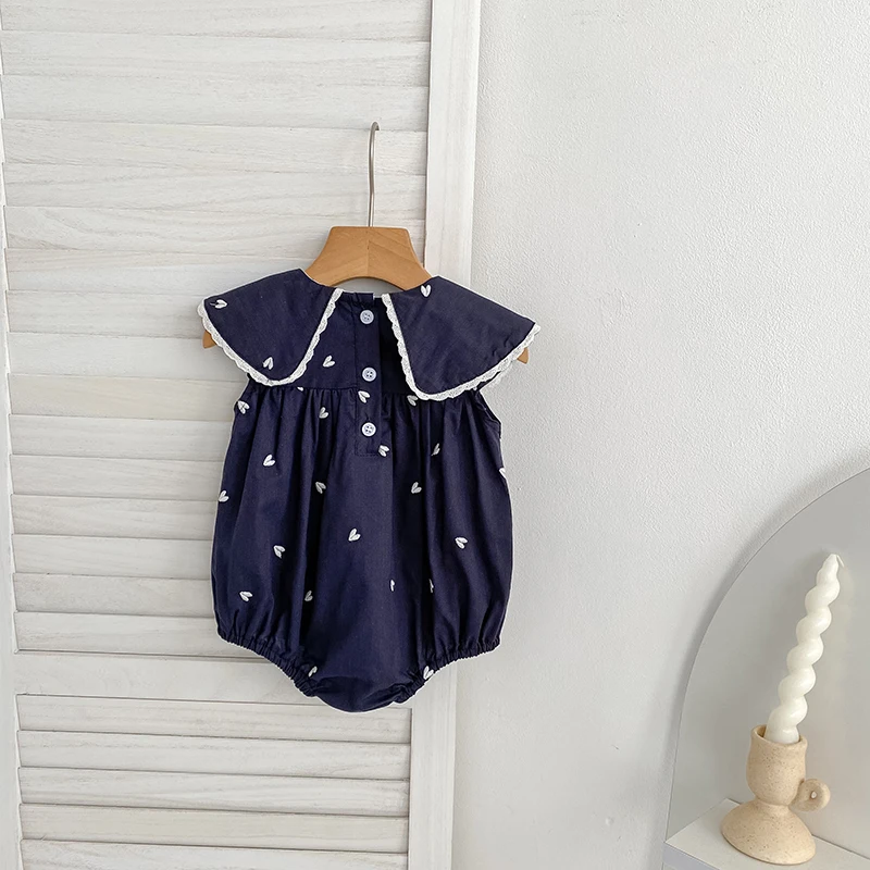 2026 Neuer Sommer Neugeborenen Baby Mädchen Strampler 0-24M Baby Mädchen Kleidung Ärmellos Baumwolle Herz-Print Baby Mädchen Einteiler – Detail 2