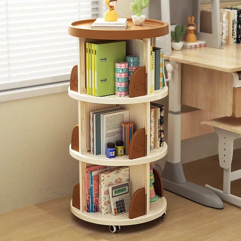 Children's Rotating Bookshelf Floor Simple Province Space Book Organizer Simple Living Room Furniture Student Small Bookcase