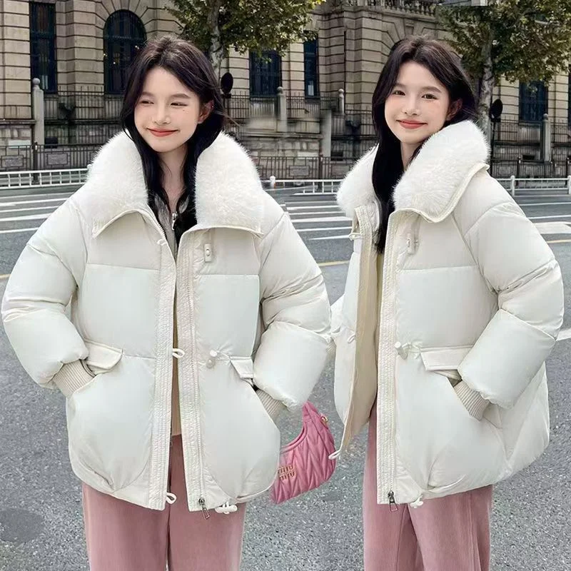 

Winter New 2024 In Down Jacket Style Korean Version Of Loose Cotton-padded Coat Fur Collar Thickened Coat Cotton-padded Jacket