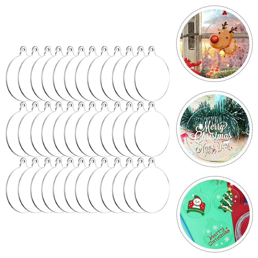 

36Pcs Blank Acrylic Board Christmas Decoration Round Heat Transfer DIY Sign Board Xmas Hanging Decorative Acrylic Plate