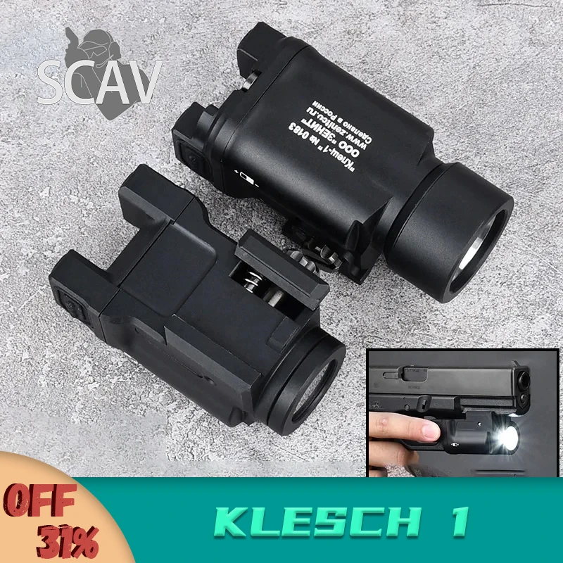 

WADSN klesch 1 Pistol Flashlight 600 Lumens For 20mm Rail Glcok 17 19 High power Mini Weapon Lamp Zenitco Weaponlight