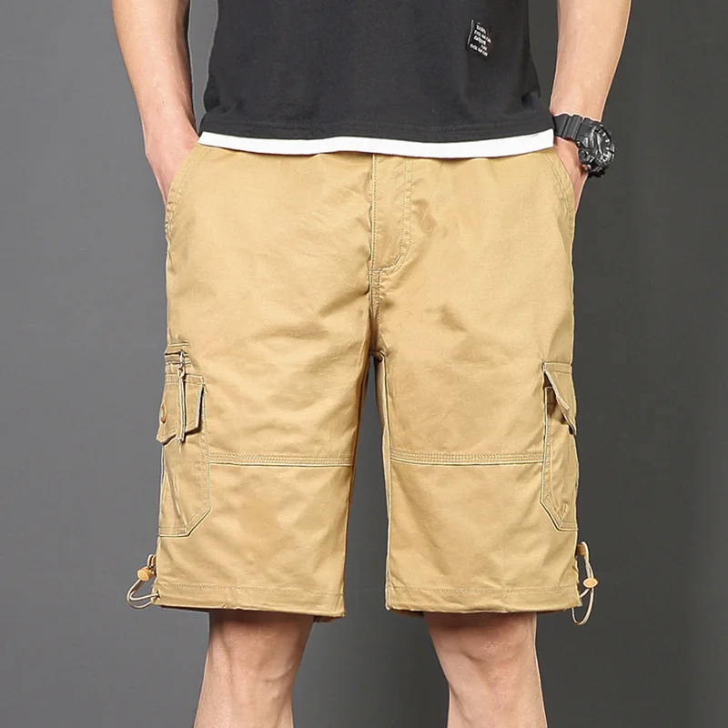 Summer New Men\'s Cargo Shorts Fashion Korean Version Loose Five Quarter Pants Men\'s Multi-pocket Straight Casual Pants