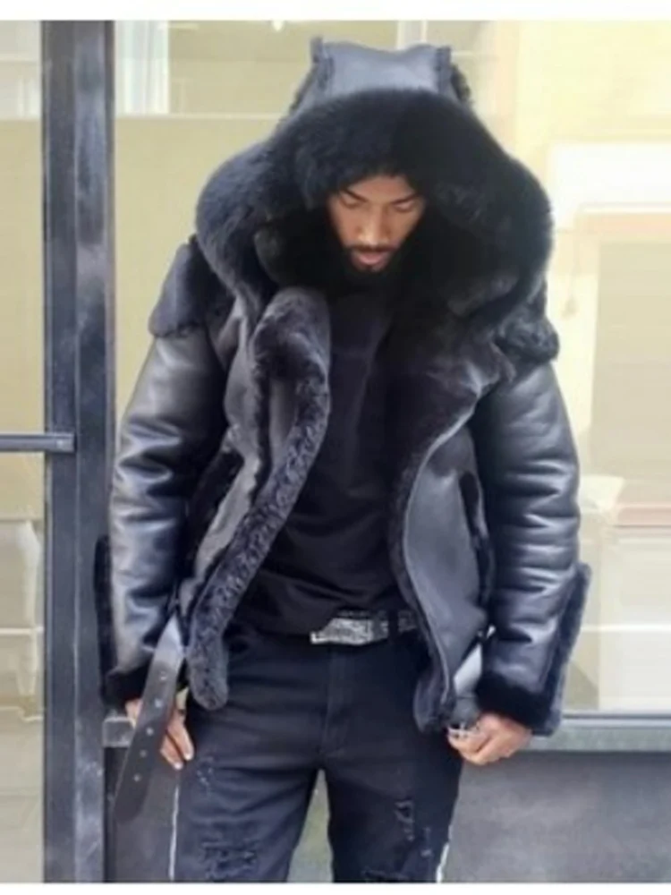 

Мужская утепленная кожаная куртка с меховым воротником, на молнии, ветрозащитная, водонепроницаемая, маслоотталкивающая, устойчивая к сминанию