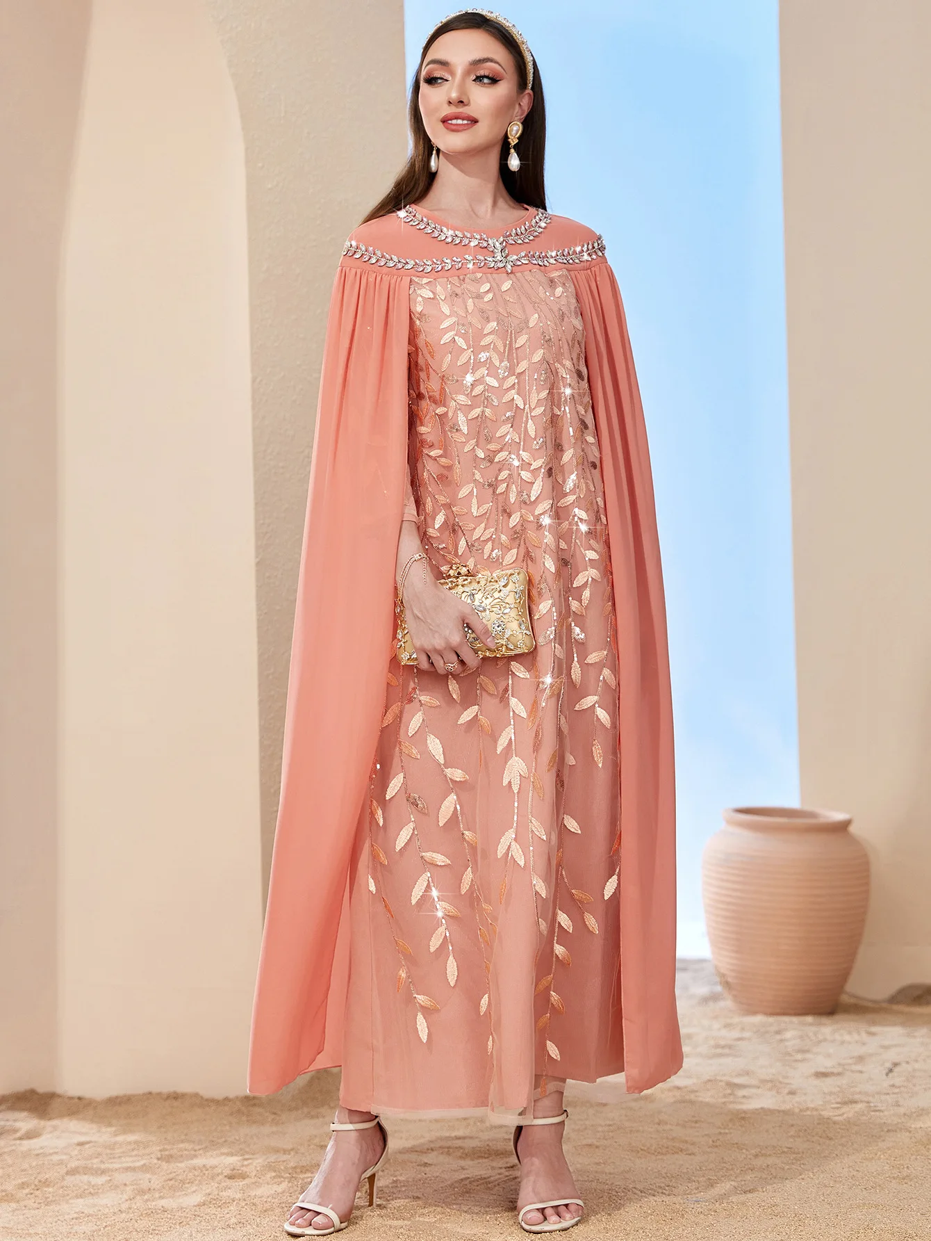 Eid Party Dress for Women Muslim Abaya with Cape Jalabiya Dress Muslim Long Abayas Maxi Robe Moroccan Caftan Party Vestidos 2023