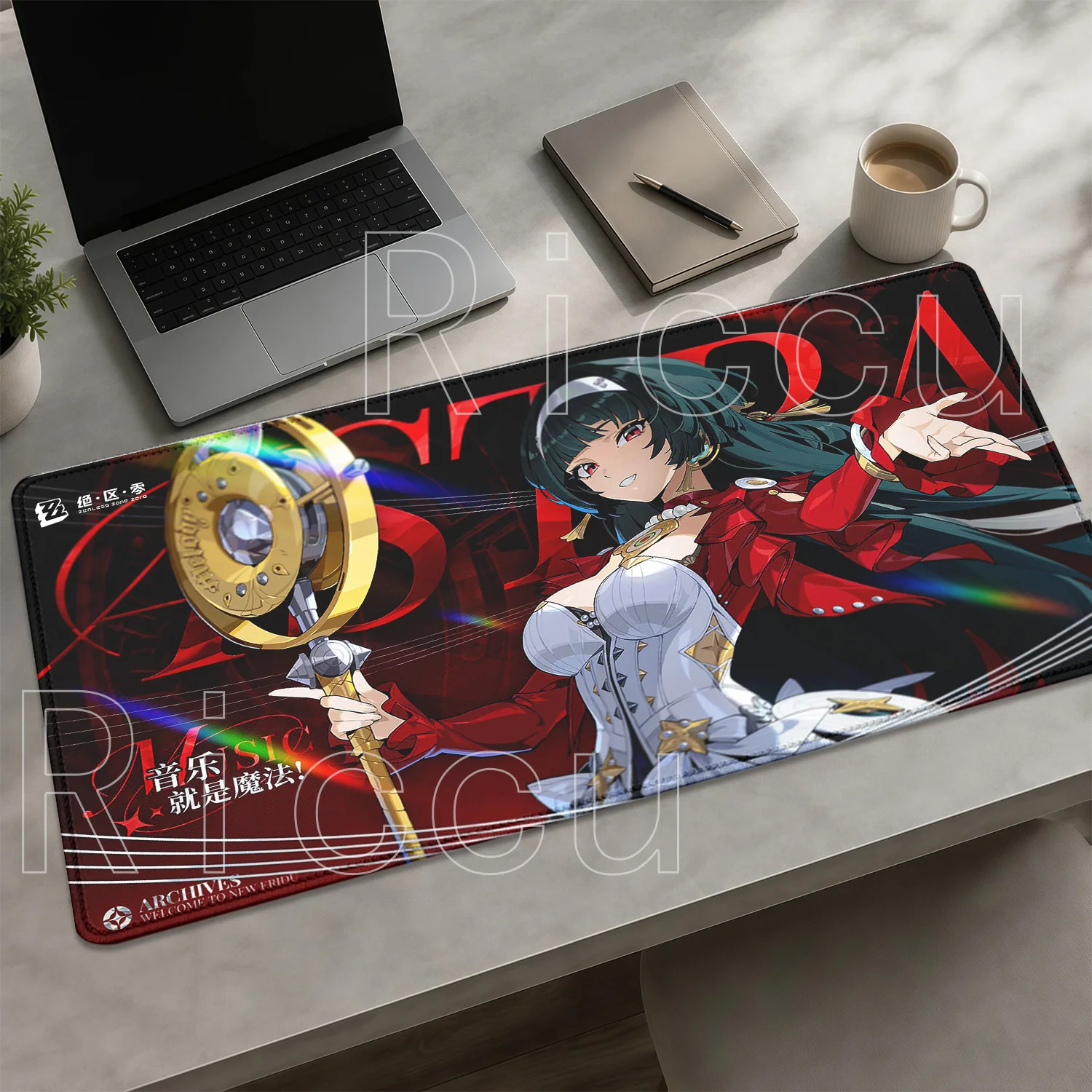 ZZZERO Astra Yao Jane Doe Zenless Zone Zero Mauspad, rutschfeste Unterseite, geeignet für Büro und Gaming, Tastaturunterlage, hochauflösender Druck, Overlock-Schreibtischunterlage.