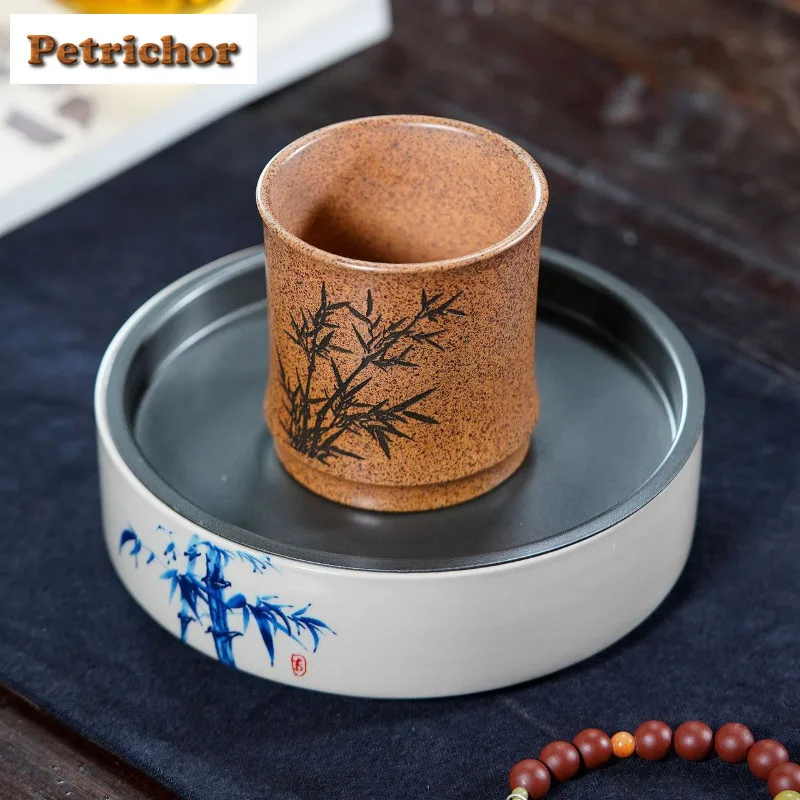 225 مللي Yixing Zisha الخزف الذي يحرك الخشب الخيزران فنجان الشاي الإبداعية وعاء الشاي أكواب واحدة تذوق الشاي كوب شخصي Jianzhan كوب رئيسي