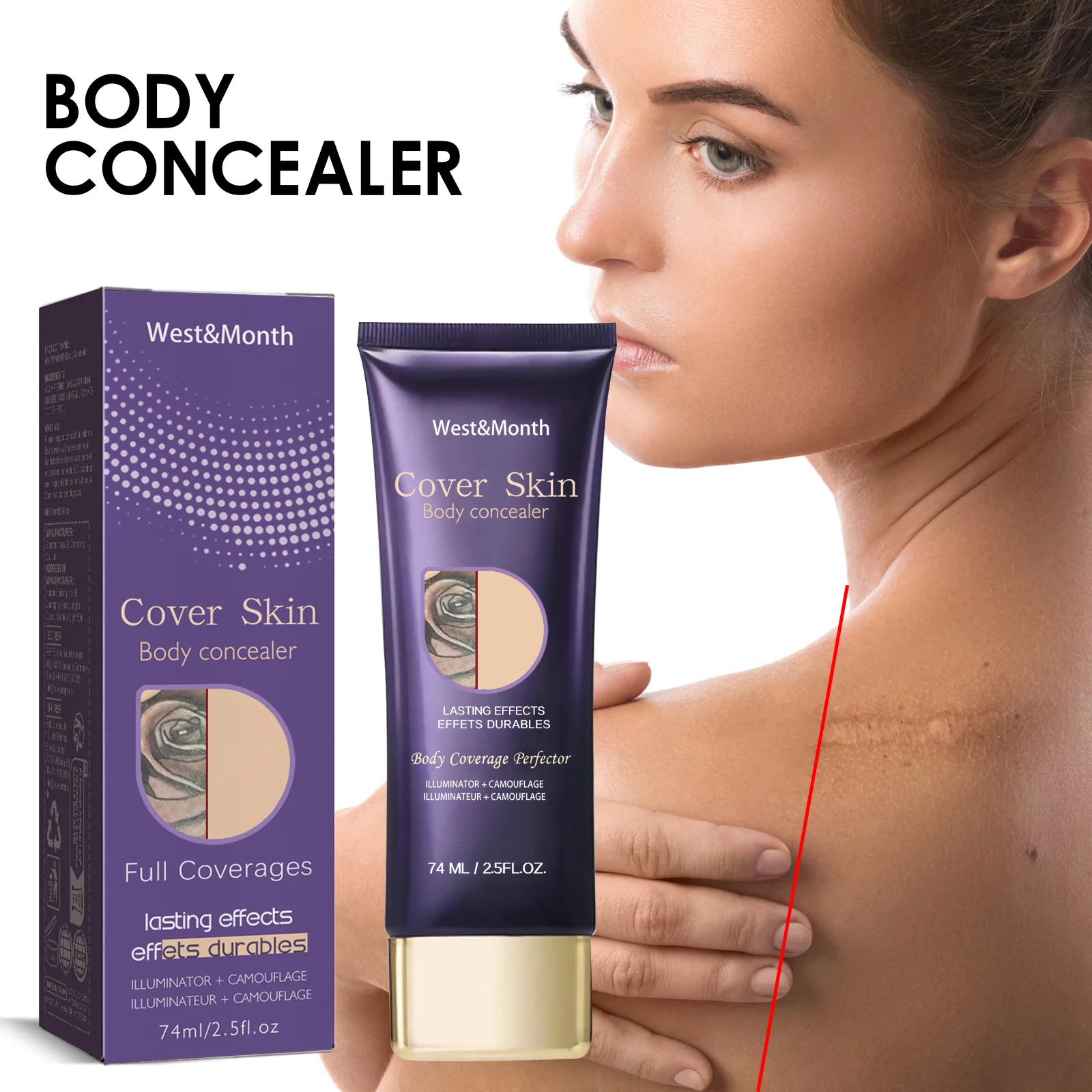 Body Concealer Full Coverage Tattoo Scar Birthmark Leg Makeup Long Lasting All Skin Tones Natural Flawless Finish