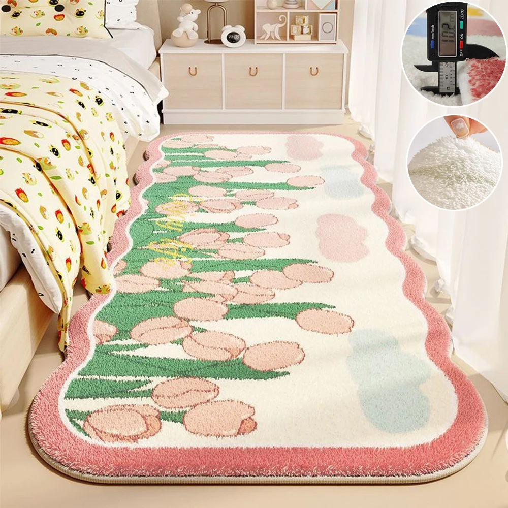 Cashmere Carpet Bedroom Bed Blanket Girls Heart Dirt Resistant Thickened Absorbent No-wash Floor Mat Soft Small Rugs for Bedroom