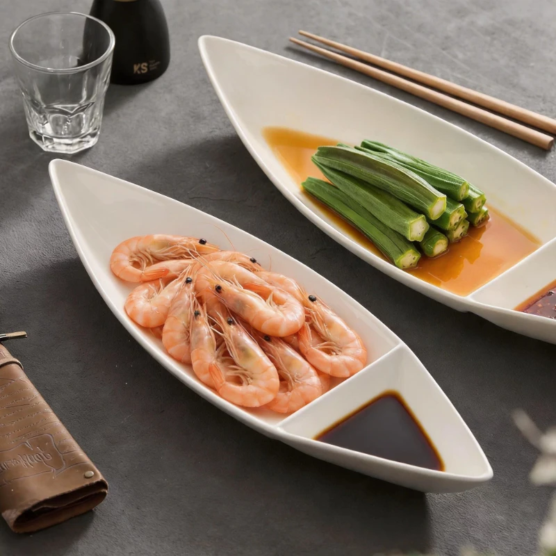 Boat Shaped Partitioned Cold Dish, Used for Restaurant Appetizers and Tableware, As Well As Home Table Decoration Gifts