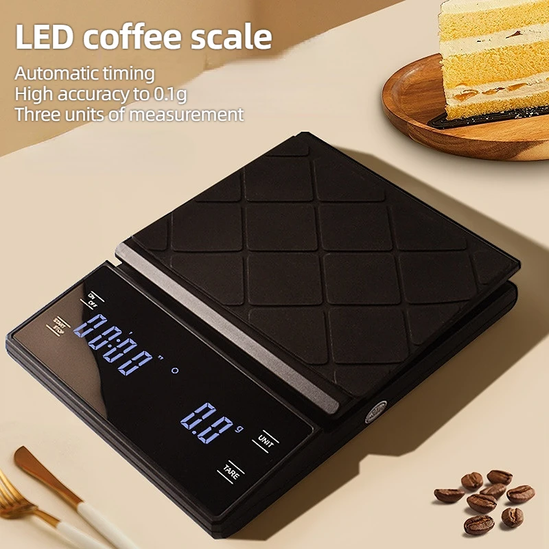 

EXSX Digital Coffee Scale with Timer LED Screen 3kg/0.1g Multifunction Kitchen Coffee Scale Household Coffee Scale Barista Tools