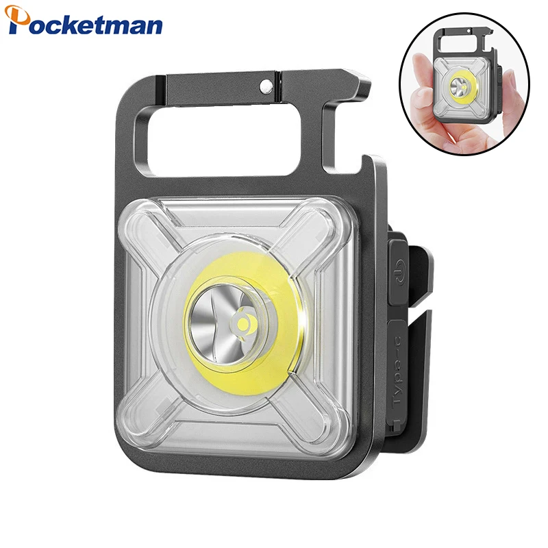

Mini Keychain Portable Flashlight USB Rechargeable Work Lights Torch with Magnet Outdoor Keychain Flashlights Head Lamp