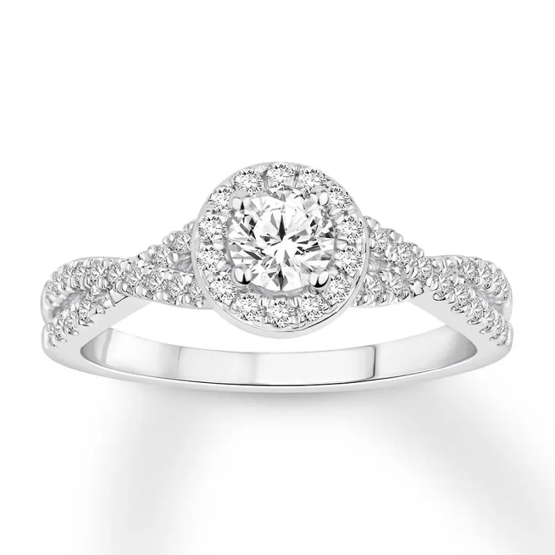 

HESHI Crossed Circular Large Particles Engagement Ring for Women Round-Cut White Zircon Inlay