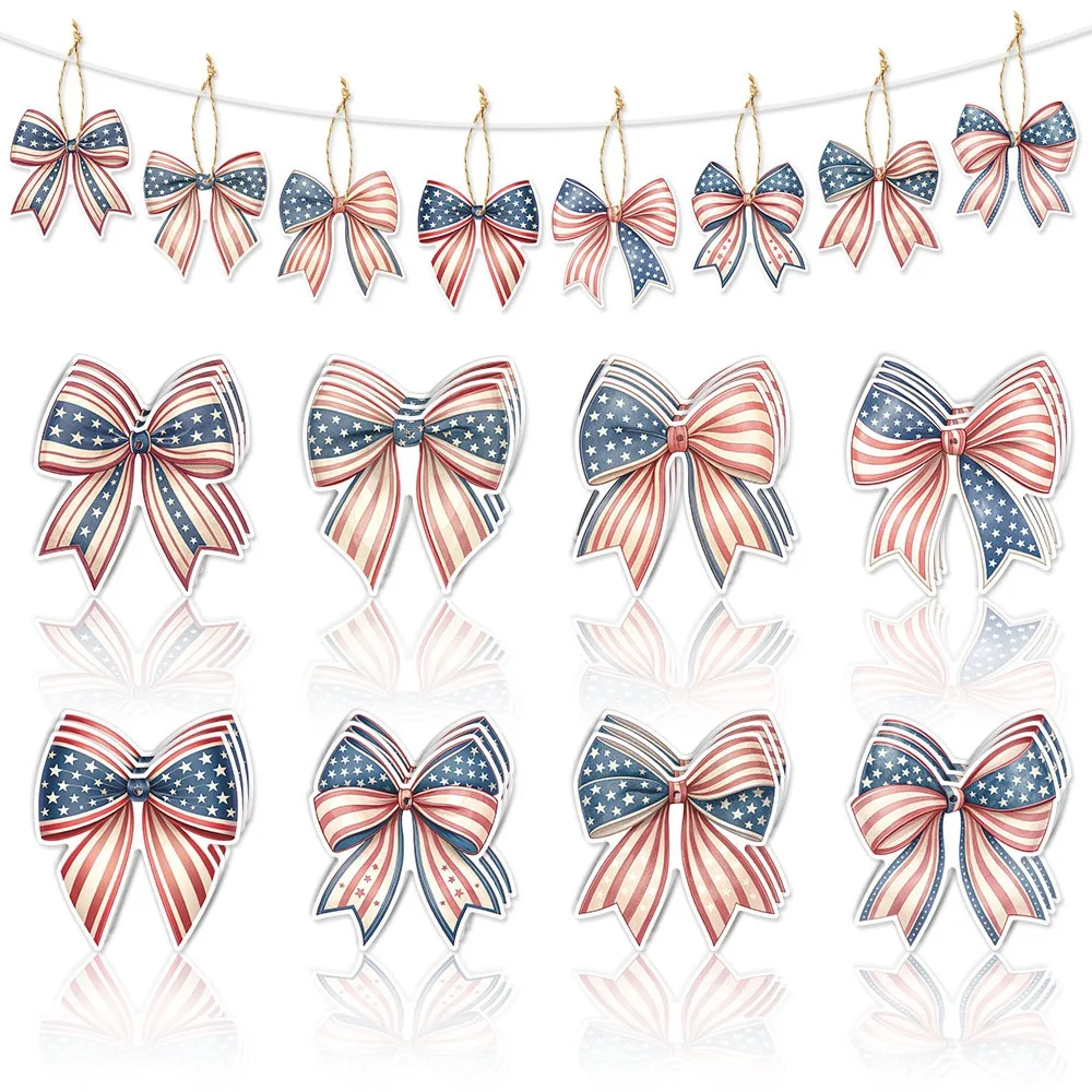 

USA Independence Day Decorations Bow Hanging Ornaments Patriotic Party Supplies DIY Hanging Decor