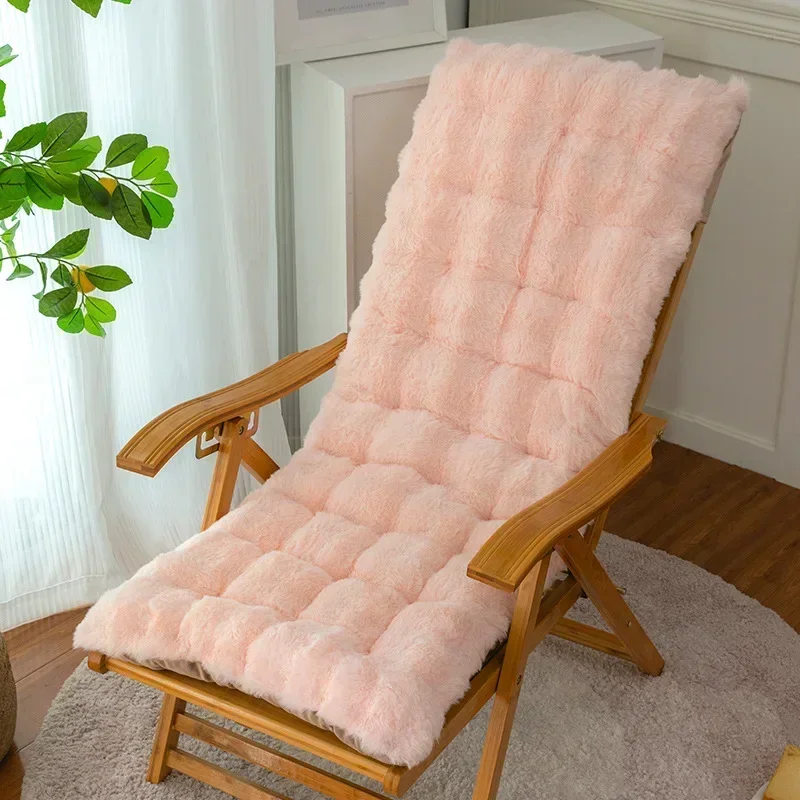 Rocking Chair Plush Cushion Outdoor Garden Chair Cushion Non-Slip High-Backed Chair Pads Sun Lounger Cushion