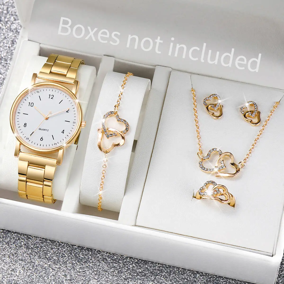 

6PCS/Set Fashion Women Watches Arabic Dial Alloy Band Quartz Watch for Women Clock Jewelry Set Reloj Mujer（Without Box）