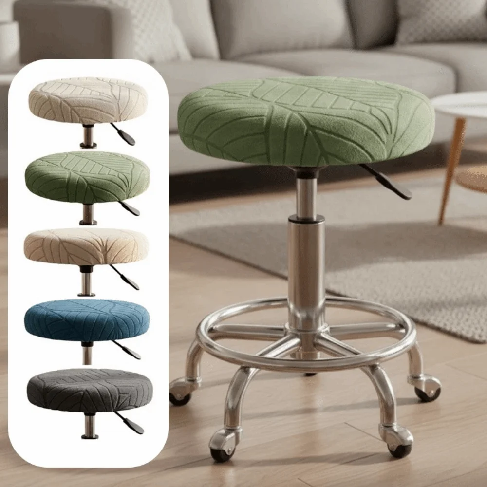 Stretch Fit Stretchable Bar Round Stool Cover Soft Breathable Chair Slipcover Elastic Thickened Swivel Chair Cover Coffee Shop