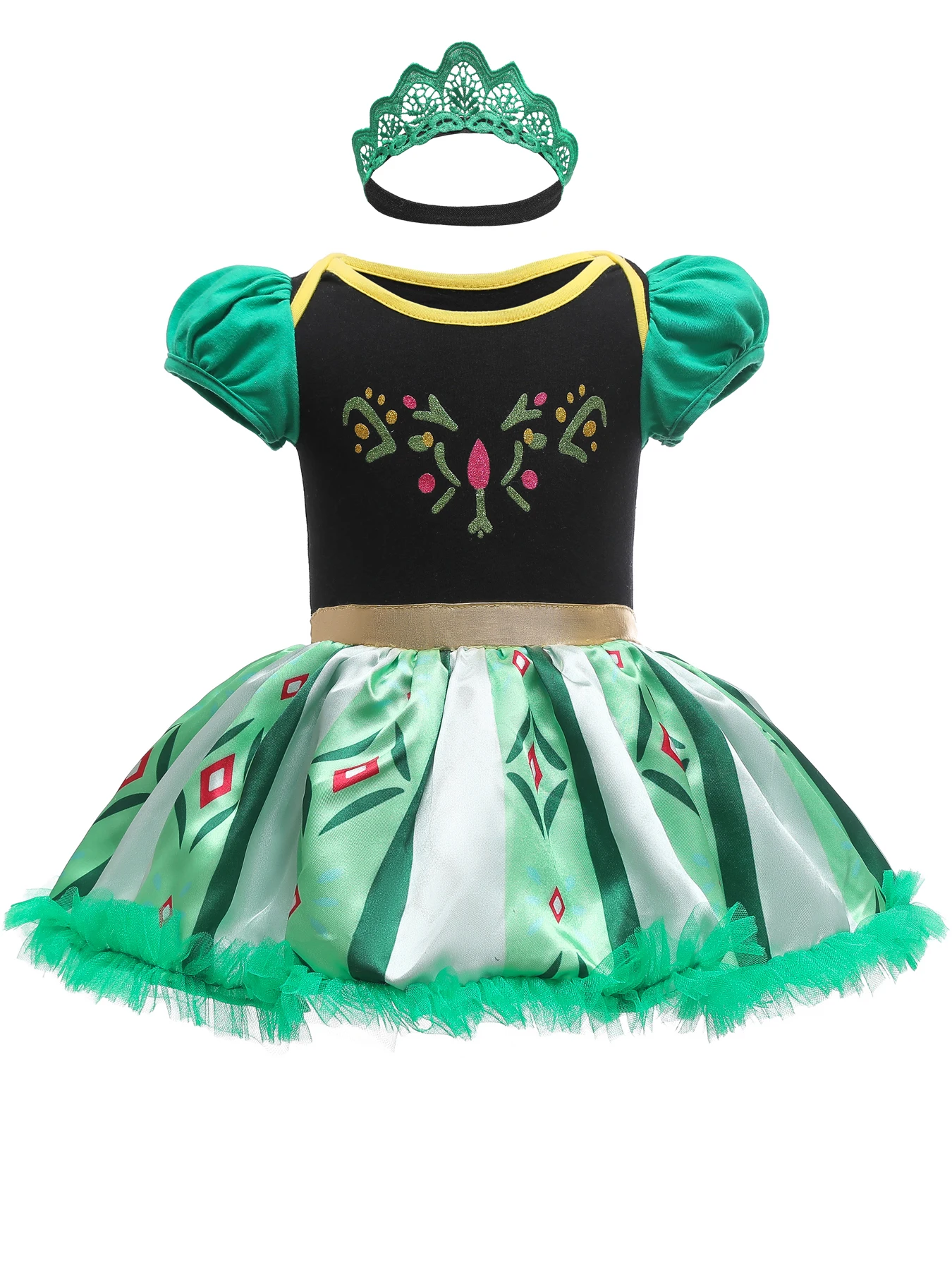 طقم ملابس عيد ميلاد للفتيات الصغيرات مكون من قطعتين بأكمام قصيرة فستان تسلق الأميرة مع توتو باليه وعصابة رأس للأطفال