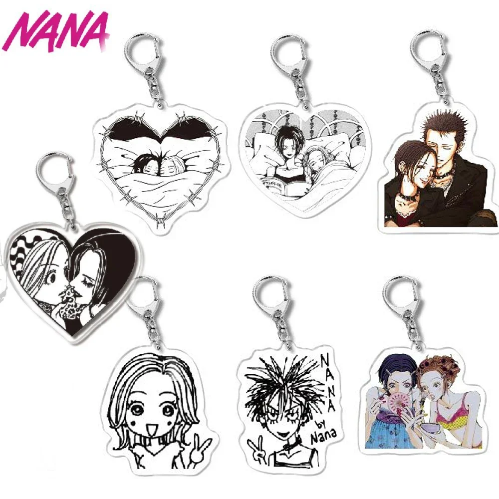 Anime NANA Acrylic Keychain Ai Yazawa Osaki Nana Serizawa Reira  Black and White Manga Figures Key Ring Holder Jewelry Fans Gift