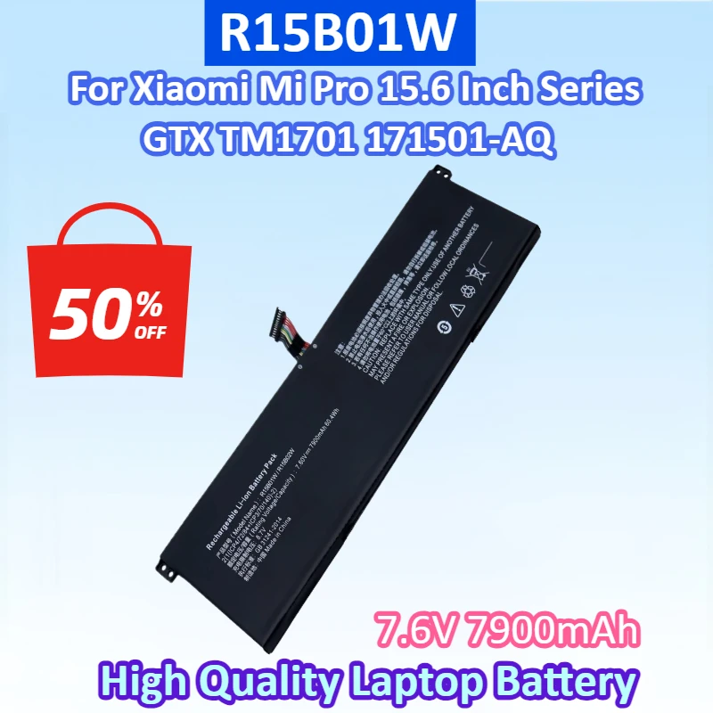 New R15B01W 7.6V 60.4Wh 7900mAh Li-ion Battery for Xiaomi Mi Pro 15.6 Inch Series GTX TM1701 171501-AQ Notebook Laptop Battery