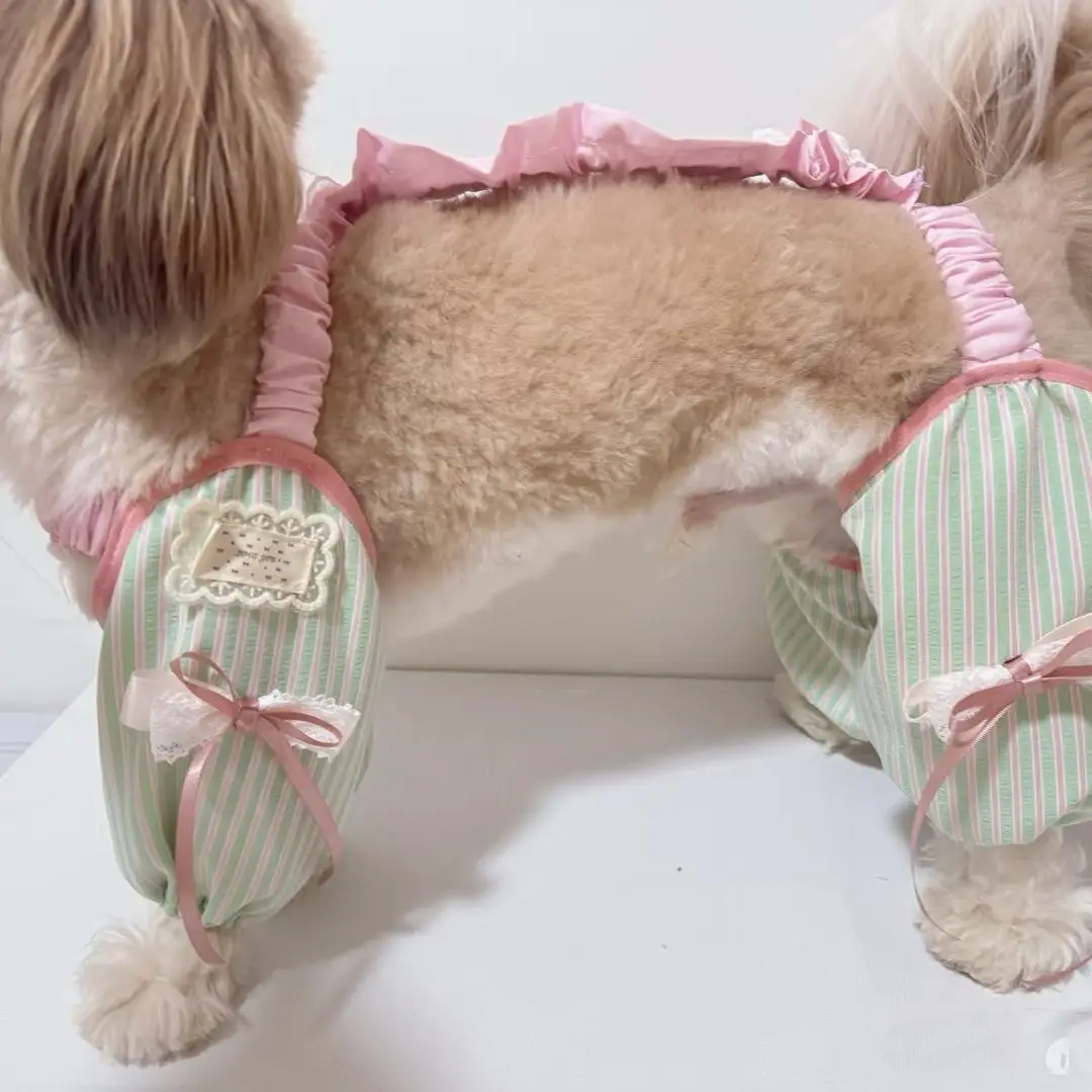 Mono de verano antipicaduras a rayas para perro Teddy, ligero - imagen 4