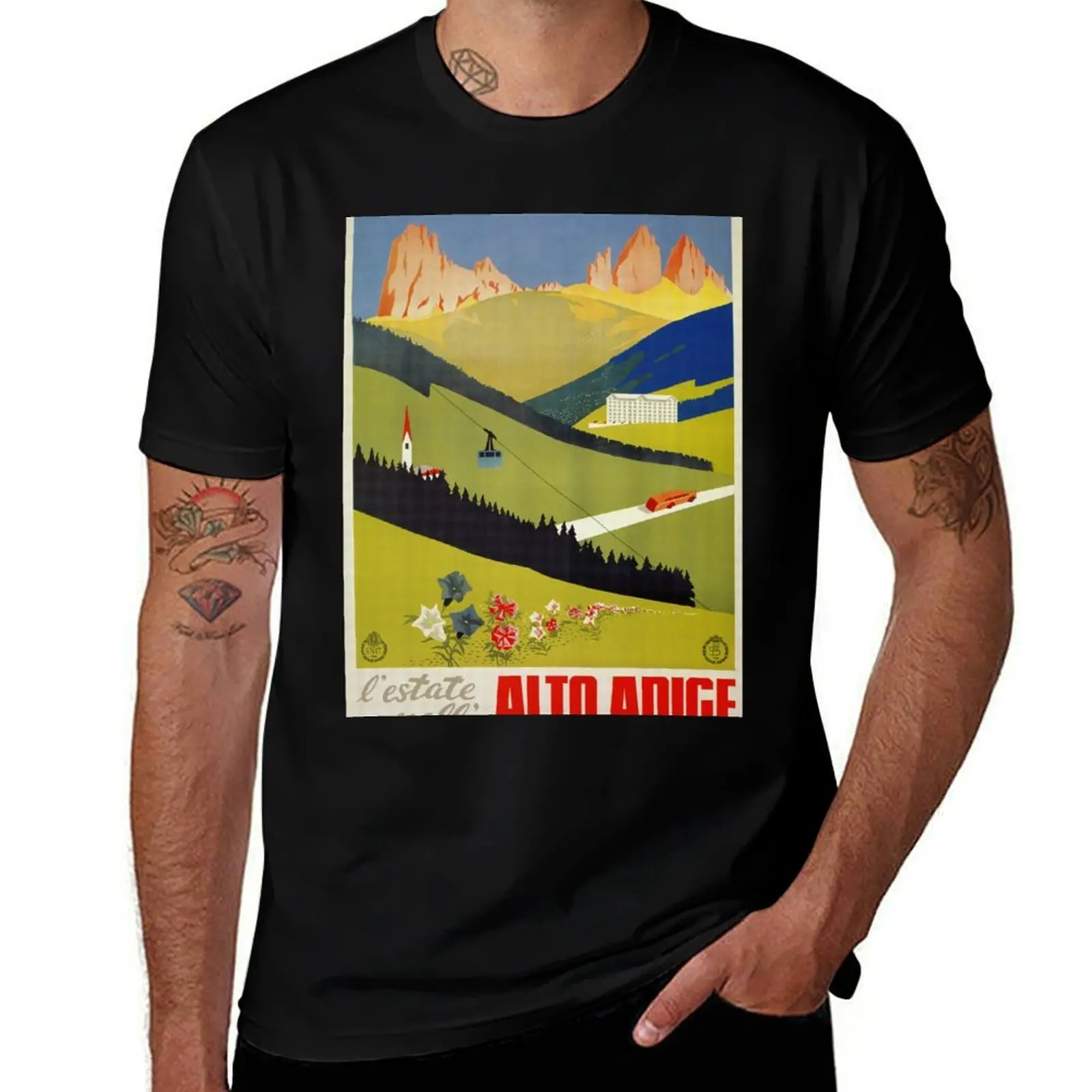 Vintage Alto Adige South Tirol Italian travel ad T-Shirt Large Size Breathable Tee T-Shirt