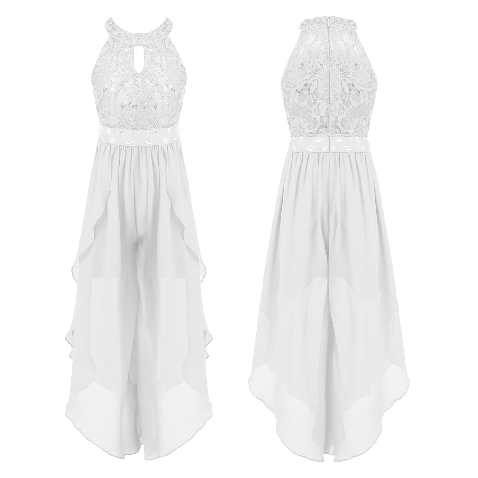 Summer Girls Sleeveless Chiffon Maxi Dress Shiny Beaded Lace Built-in  Shorts Party Dress for Wedding Birthday Dance Performance - AliExpress 1501