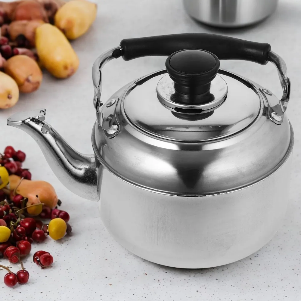 Stainless Steel Whistling Tea Kettle Pot for Hot Boiling Water on Gas Induction Stove, Camping Coffee Pot with Spout