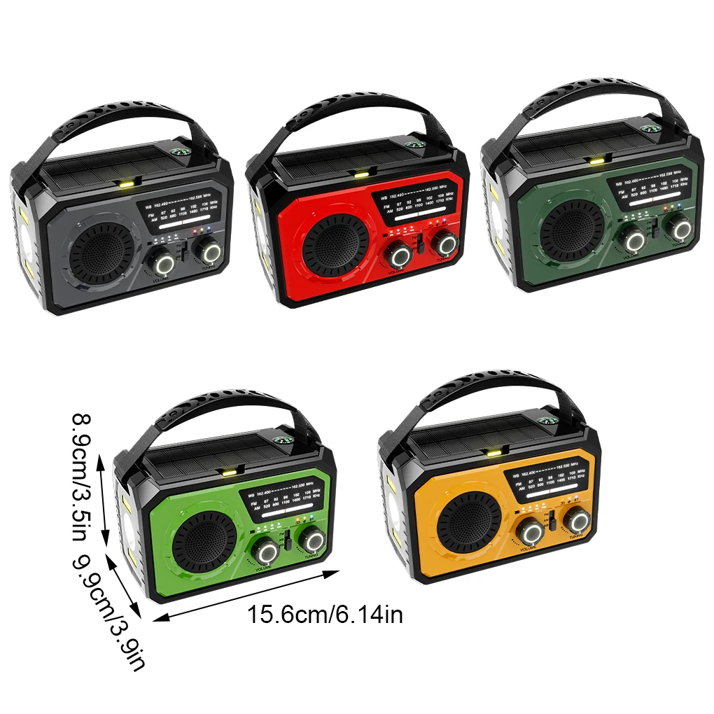 AM/FM/WB NOAA راديو الطقس في حالات الطوارئ كرنك اليد 16000 مللي أمبير راديو بالطاقة الشمسية SOS إنذار Type-C راديو شحن لحالات الطوارئ الخارجية