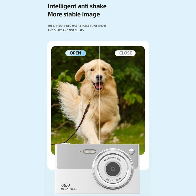 【جديد】كاميرا رقمية بدقة 4K، كاميرا فيديو مدمجة تعمل بالواي فاي، 6800 وات بكسل، تكبير 16X، كاميرا سيلفي بعدسة مزدوجة، 1080 بكسل، تصوير تلقائي للصورة