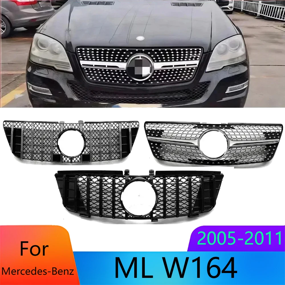 

For Mercedes Benz ML W164 2005-2008 Front Grille ABS Diamond Mesh Racing Style Grill Cover Fashion Tuning Accessories