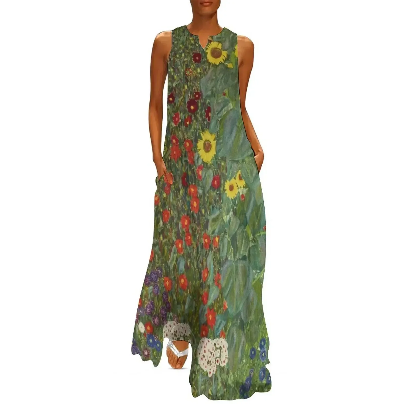 

Gustav Klimt - Farm Garden With Sunflowers (1907) Long Dress Casual dresses Dresses women's summer dresses 2025 Dress